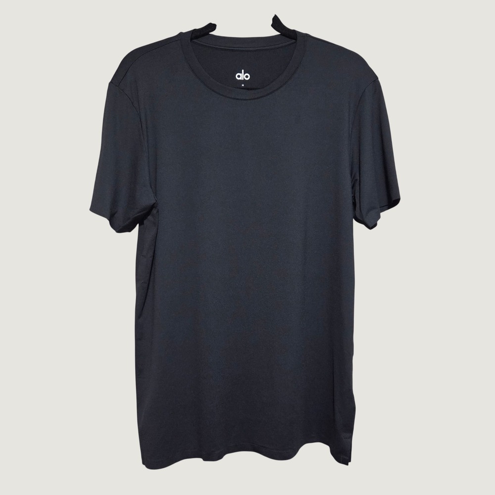 Alo Yoga Mens Crewneck Short Sleeve T-Shirt Black Performance Activewear Size M